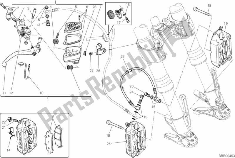 Toutes les pièces pour le Système De Freinage Avant du Ducati Diavel USA 1200 2013